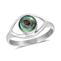 Mystical Evil Eye w/ Abalone Shell Inlay Sterling Silver Ring - 10 - £12.58 GBP