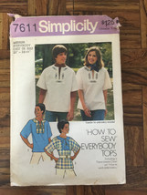 Vtg 1976 Simplicity Pattern 7611 MEDIUM EVERYBODY Chest/Bust 35&quot; - 361/2... - $1.68