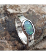 Natural Australian Mintabie Solid Opal Sterling Silver Ring - $64.99