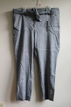 NWT Loft 14 Gray Marisa Slim Leg Linen Blend Belted Pants - £24.02 GBP