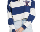 Freeze Women&#39;s Oakland Long Sleeve Cropped Striped Graphic Polo T-Shirt ... - $12.86