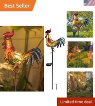 Solar-Powered Colorful Rooster Garden Statue - Perfect Decor for Chicken... - $41.00