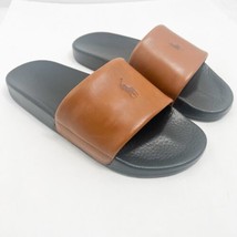 Polo Ralph Lauren Men sz 11 Signature Pony Leather Pool Slides Sandals - £75.35 GBP