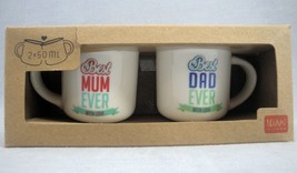 Legami Milano Espresso For Two Mini Mugs 50ml Best Mum Mom Dad Ever 2pc Gift Set - £9.20 GBP