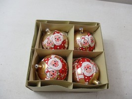 4 Vintage Gold Mr Mrs Santa Claus Inarco Italy Christmas glass Ornaments 3.5&#39;&#39; - £23.60 GBP