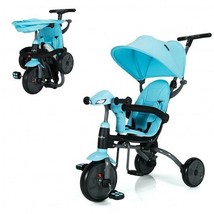6-in-1 Foldable Baby Tricycle Toddler Stroller with Adjustable Handle-Blue - Co - £127.07 GBP