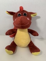 Hugfun plush red yellow dragon ribbed plastic sparkly eyes pink hearts 2... - $4.94