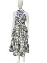 Ulla Johnson Damen Plaid Check Noelle Tiered Flared Cotton Midi Dress XS 2 - £128.40 GBP