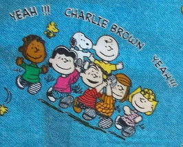 3 Yards Hurray for Charlie Brown Fabric Springs 2006 Denim Background Fr... - $29.69