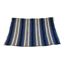 Vintage Mexican Sarape Blanket Rug Franks Textiles Southwest Striped Blu... - £36.75 GBP