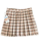 CALI 1850 Plaid Pleated Skirt w/ Side Zipper Jr Women&#39;s Size L Pink Brown - $23.06 CAD
