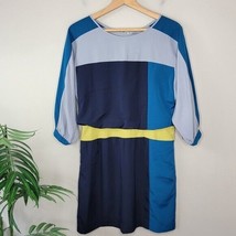 Eliza J | Navy Teal Gray Yellow Colorblock Dress, size 8 - £35.59 GBP