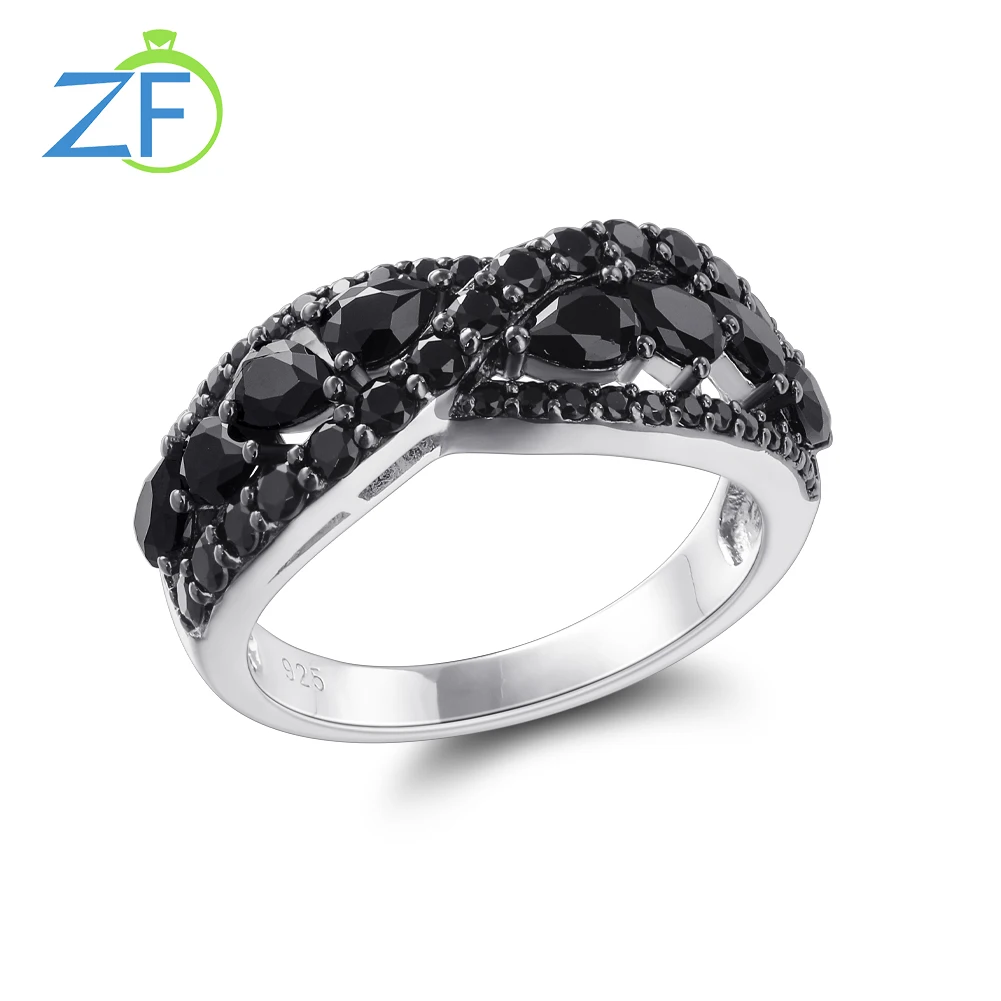 Customized Vintage Rings Natural Black Spinel 925 Sterling Silver jewelry ring - £54.98 GBP