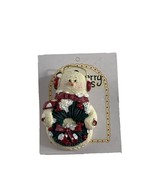 Snowberry Cuties Snowman Brooch Pin Christmas Holiday Wreath Hard Resin ... - $11.88