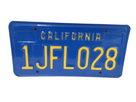 California License Plate Vintage Classic Yellow Blue Single 1JFL028 912A - £19.16 GBP