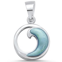Sterling Silver Natural Larimar Wave Design Pendant - $800.01 MXN