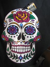  NWT Day of the Dead Sugar Skull Hanging Wall Door Sign 13.5&quot; x 9.5&quot; Purple Eyes - £11.34 GBP