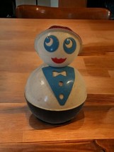 Vtg Roly Poly Metal Shaker Happy Clown Weeble Wobble Collector&#39;s Toy Rare HTF - £14.67 GBP