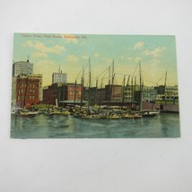 Postcard Baltimore Maryland Ships Oyster Fleet Pratt Street Antique UNPOSTED - £7.83 GBP