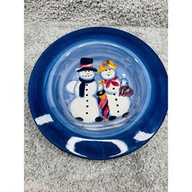 Tabletops Blue Hand Painted Snow Couple Pasta Rim Ceramic Plate 14.75&quot; L... - $23.65