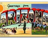 Large Letter Greetings From Arizona Linen Postcard W11 - $3.91