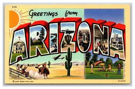 Large Letter Greetings From Arizona Linen Postcard W11 - £3.06 GBP