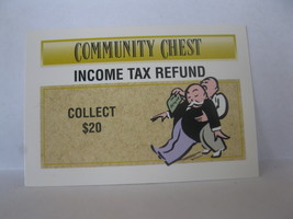 1995 Monopoly 60th Ann. Board Game Piece: Community Chest - Income Tax Refund - $1.00
