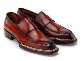 Paul Parkman Mens Shoes Brown Loafers Norwegian Welted Leather Handmade ... - $779.99