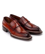 Paul Parkman Mens Shoes Brown Loafers Norwegian Welted Leather Handmade ... - $14,461.81 MXN