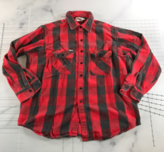 Vintage Carhartt Button Down Shirt Mens 2XL Red Black Plaid Collared Long Sleeve - £31.14 GBP