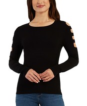 BCX Juniors&#39; Cutout-Sleeve Sweater Black S B4HP - £15.94 GBP