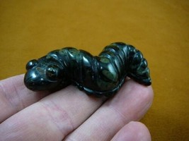 (Y-CATE-710) Black Green CATERPILLAR Inch WORM figurine gemstone carving... - £13.96 GBP