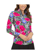 NWT IBKUL JOVANNA WATERMELON BLACK Long Sleeve Mock Golf Shirt XS S M L ... - $915.38 MXN