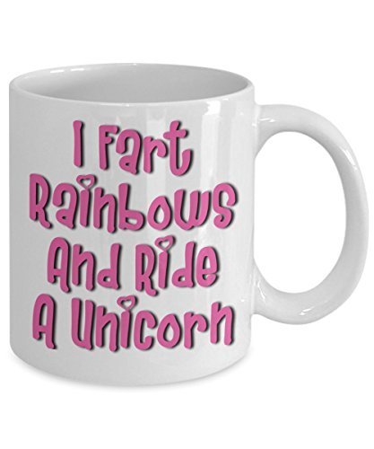 Funny Unicorn Coffee Mug - I Fart Rainbows - White Ceramic Cup - Great G... - $14.65