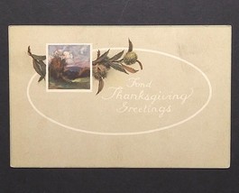 Fond Thanksgiving Greetings Floral Scenic View c1910s Unused UNP Postcard - £6.28 GBP