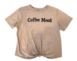 Charlotte Russe Womens Medium M COFFEE MOOD Crop Top Front Tie Taupe Sof... - $4.83