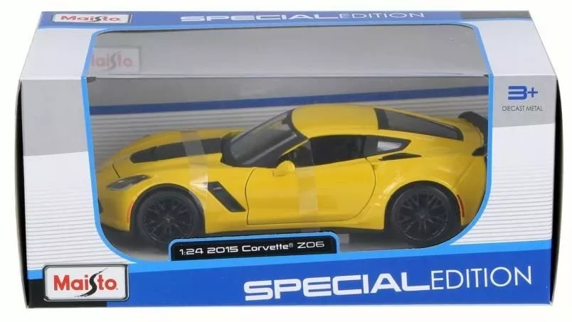 New Diecast Maisto 2015 Chevy Corvette Z06, Yellow 311331/24 Scale Diecast Model - $27.96