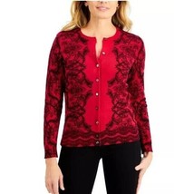 Karen Scott Womens S New Red Combo Button Front Cardigan Sweater NWT CW19 - $24.49