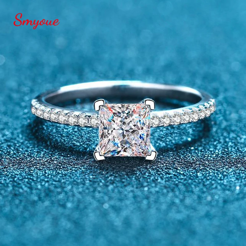 Real 1-2CT Princess Cut Moissanite Ring for Women Sparkling Gemstone Engagement  - £73.12 GBP