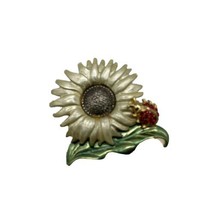 Sunflower w/ Ladybug brooch  enamel on metal - £7.91 GBP