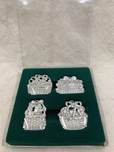 Longaberger Baskets 2001-04 Pewter Christmas Basket Ornaments 4 With Ribbons - $18.95
