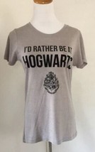 Harry Potter I’d Rather Be At Hogwarts Gray Graphic T-Shirt Sz Large - £11.63 GBP