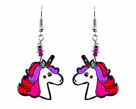 Magic Unicorn Face Cartoon Graphic Dangle Earrings - Womens Fashion Handmade Jew - $17.81