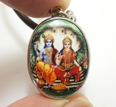 Lord Vishnu the preserver Maa Laxmi Lakshmi Hindu God Goddess pendant locket nec - £25.35 GBP