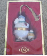 Lenox China Collection Snowman &amp; Baby Snowman Trinket Box Ornament - £15.54 GBP