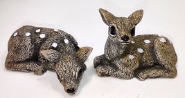 Lipco Lot of 2 Little Baby Deer Fawn 2&quot; Long Figurines Home Décor - £7.43 GBP