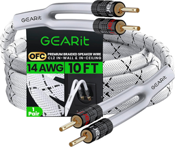 GearIT 14AWG 10FT Speaker Cable – OFC Wire w/ Gold Banana Plugs, CL2 Rat... - $849.12 MXN