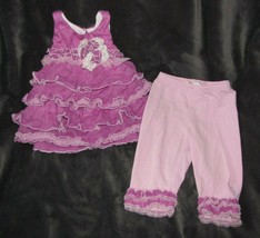 Isabella &amp; Chloe Baby Girl Purple Tulle Ruffle Tunic Tank Dress Leggings 3-6 - £12.65 GBP
