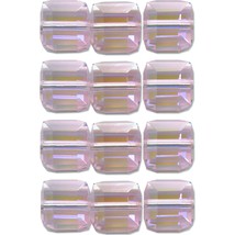 12 Rosaline AB Cube Swarovski Crystal Beads 5601 6mm - £16.14 GBP