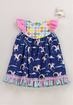 NEW Boutique Unicorn Blue Sleeveless Girls Ruffle Dress 3T 4T 5T 6 - $8.50